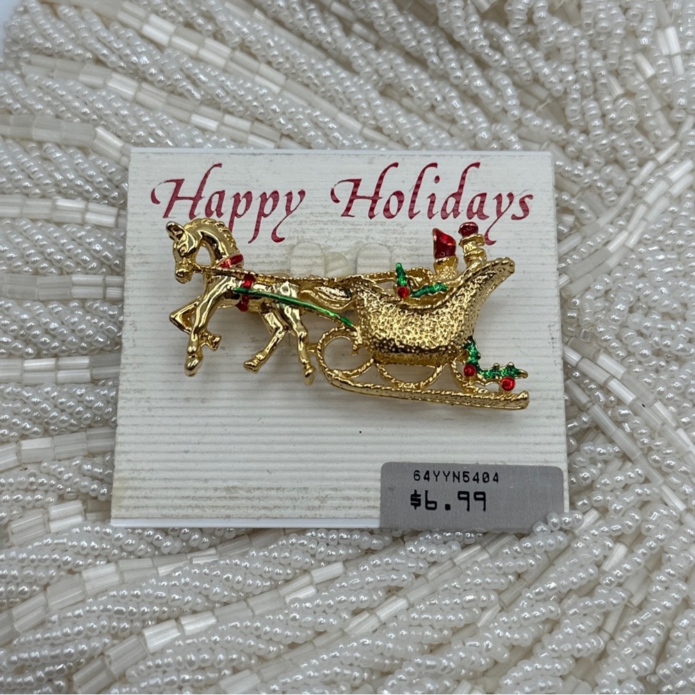1950s Gerry's Dashing Through the‎ Snow Brooch Mid Century Vintage Estate